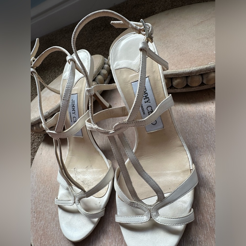 Jimmy Choo Strappy Bramley Heels ✨ White Leather ✨ Size 36/US 5.5/6 - Picture 3 of 9